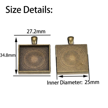5pcs 25mm Gold Plated Square Cabochon Base