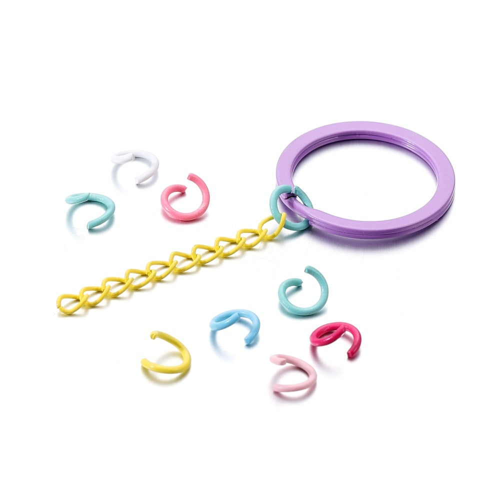 1.2x8mm Colorful Metal Jump Rings, 100pcs