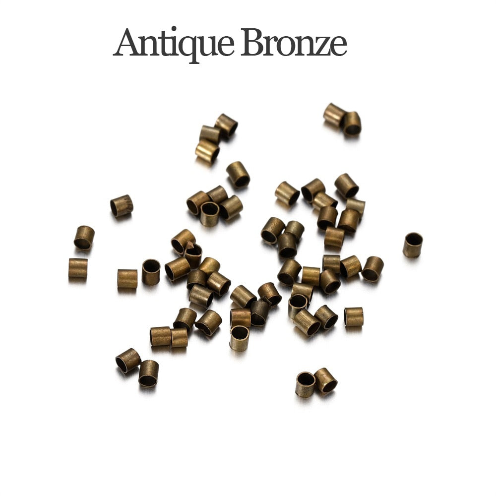Gold Copper Tube Crimp End Beads 1.5 2.0 2.5mm, 150-500pcs