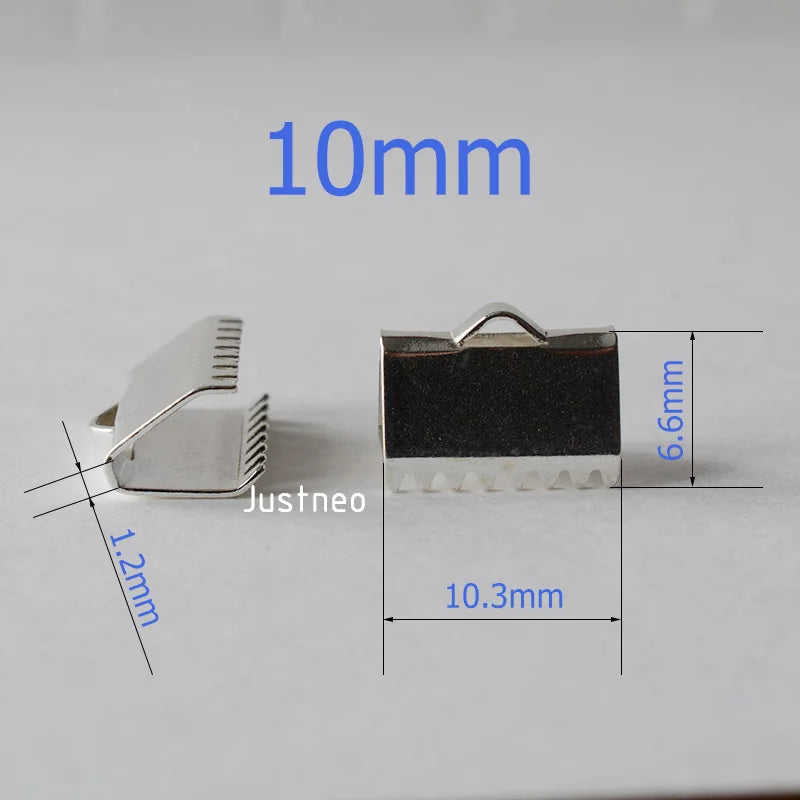 Solid 925 Sterling Silver Ribbon Cord End Clamps Foldover Clasps, jewelry DIY silver findings/components