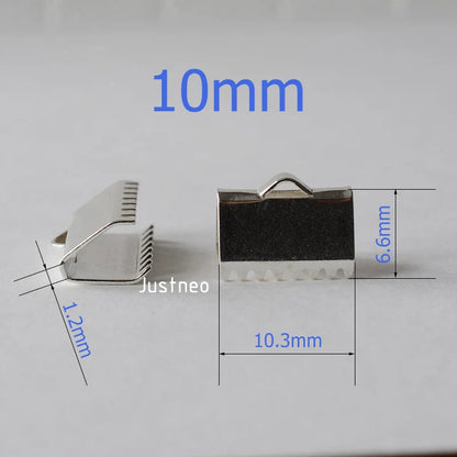 Solid 925 Sterling Silver Ribbon Cord End Clamps Foldover Clasps, jewelry DIY silver findings/components
