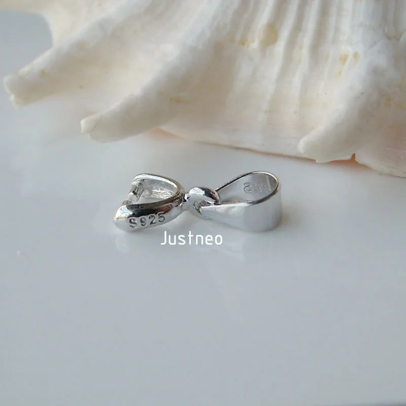 12mm solid 925 sterling silver bail pendant connector, pinch bail with ice-pick for necklace & pendant jewelry, 1 piece