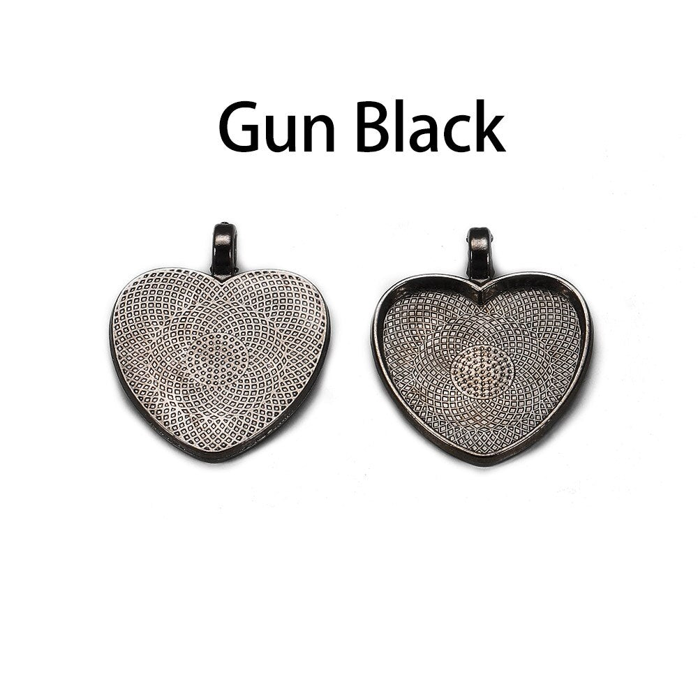 10pcs 25mm Heart-Shaped Cabochon Pendant Base