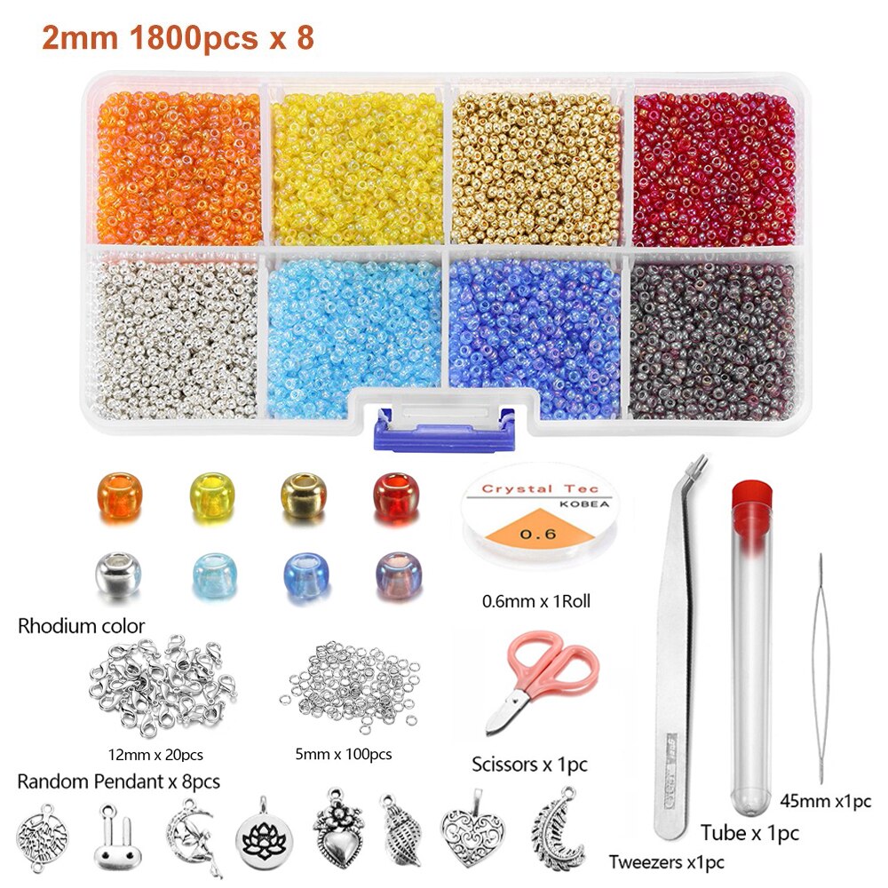 2 mm tschechisches Glas-Rocailles-Set