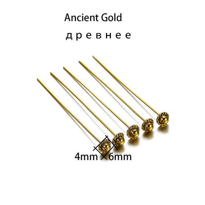 50mm Gold Flower Head Pins, 20pcs