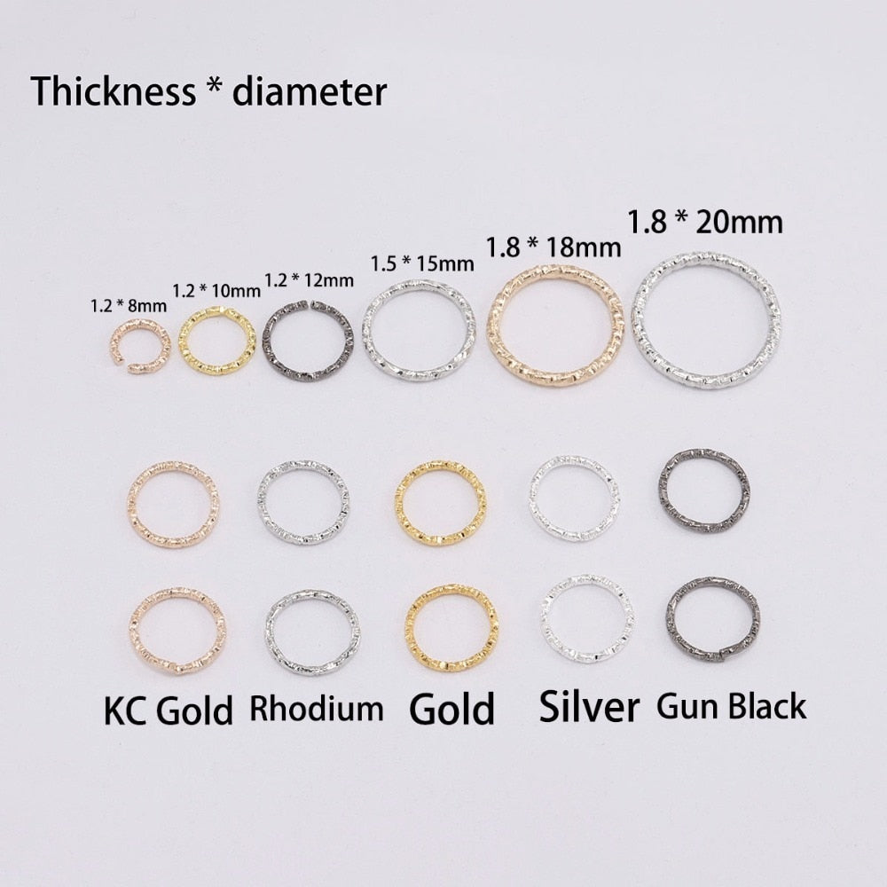 30-100pcs 8-20mm Gold Twisted Jump Rings