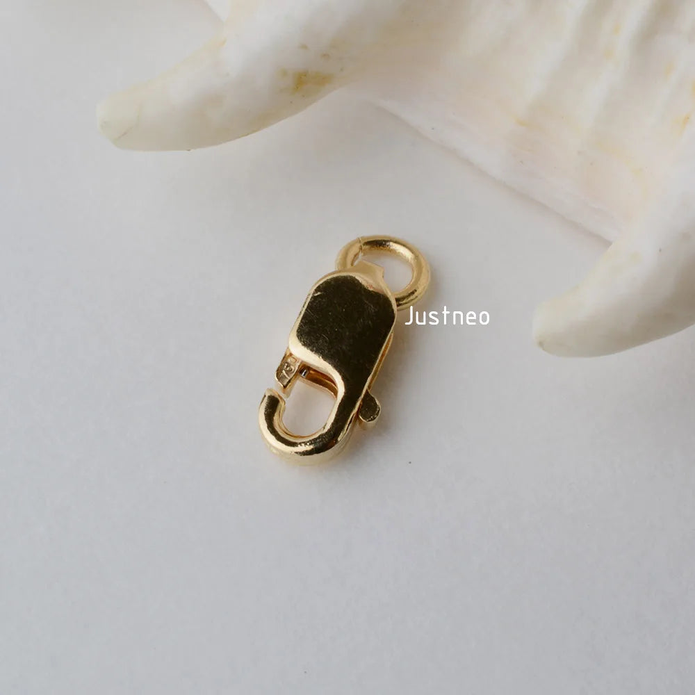 AU750 solid 18k gold lobster claw clasp trigger buckle for necklace bracelet jewelry findings,18ct yellow gold stamp 750
