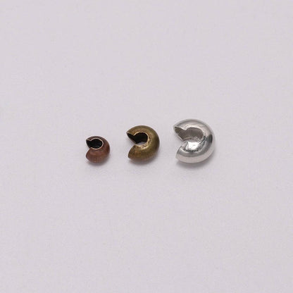 Copper Round Covers Crimp End Beads 3-5mm, 50-100pcs