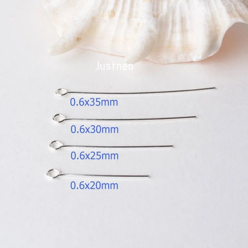 925 sterling silver eye pins for Jewelry Making, silver Open Eye head Pins Findings