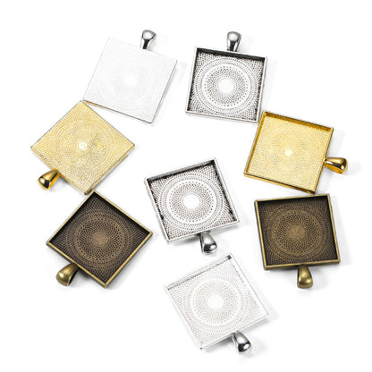 5pcs 25mm Gold Plated Square Cabochon Base