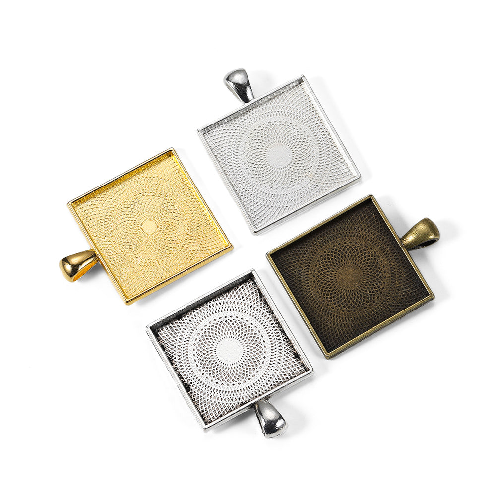 5pcs 25mm Gold Plated Square Cabochon Base