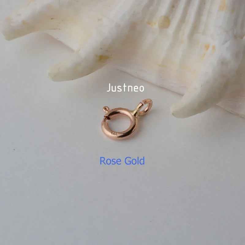 14k gold clasp,5mm solid 14karat yellow/rose gold spring ring buckle for pendant necklace bracelet gold jewelry diy making