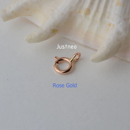 14k gold clasp,5mm solid 14karat yellow/rose gold spring ring buckle for pendant necklace bracelet gold jewelry diy making