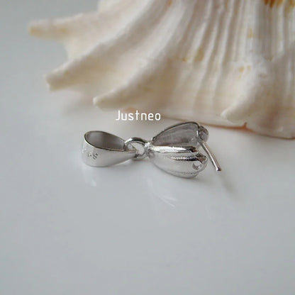 solid 925 sterling silver pendant clasp connector, rhodium plated pinch bail for necklace & pendant silver jewelry, diy