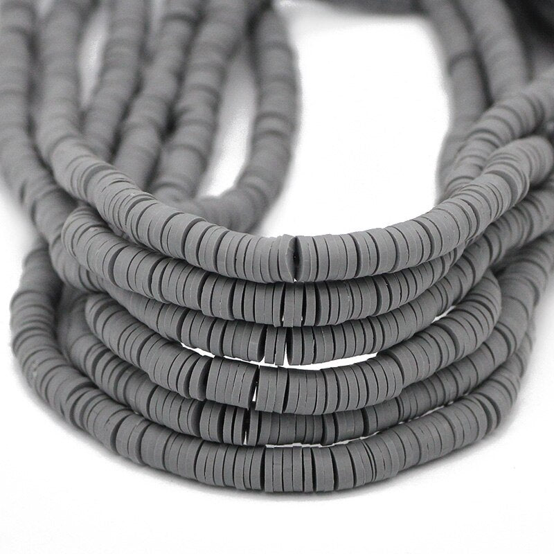 45 Colors 16" 6mm Flat Round Polymer Clay Beads