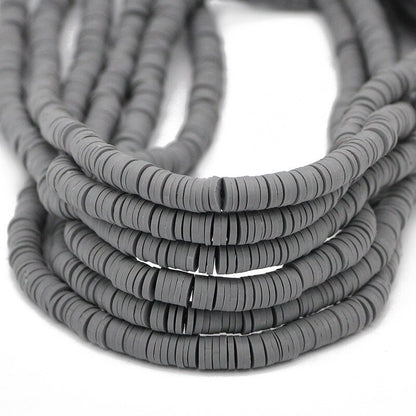 45 Colors 16" 6mm Flat Round Polymer Clay Beads