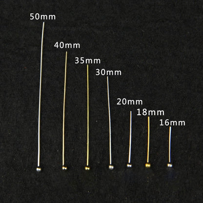 16-50mm Gold Metal Ball Head Pins, 50-200pcs