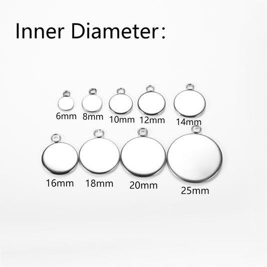 20 Stück 6-25 mm Edelstahl-Cabochon-Basistablett
