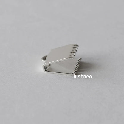 Solid 925 Sterling Silver Ribbon Cord End Clamps Foldover Clasps, jewelry DIY silver findings/components