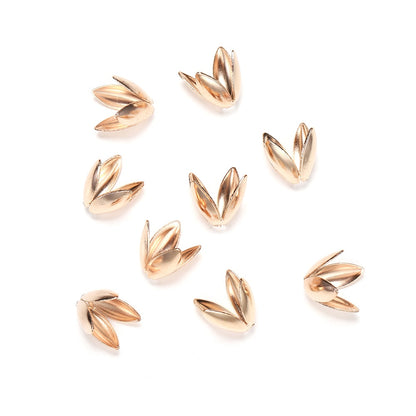 Vergoldete Blumenperlenkappen, 100 Stück