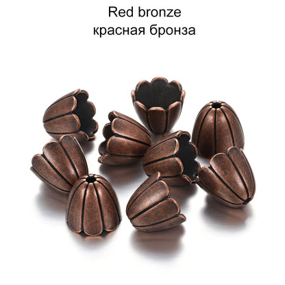 Goldlegierungs-Hohlblumen-Perlenkappen, 2 Stück