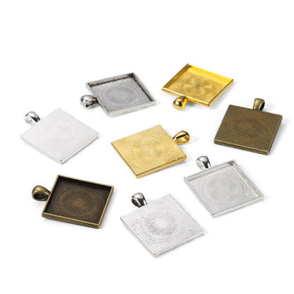 5pcs 25mm Gold Plated Square Cabochon Base