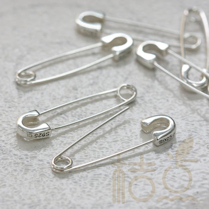 DIY Supply-One Piece 925 Sterling Silver Finding Safety Pin LInk- Earring Finding - 29mmx7.5mm (4109C)