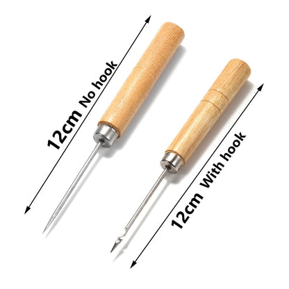 Poinçon de couture en bois, 2 pièces, pour la fabrication du cuir et des bijoux