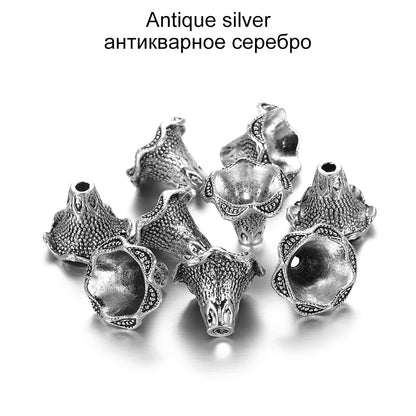 Goldlegierungs-Hohlblumen-Perlenkappen, 2 Stück