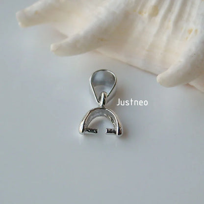 12mm solid 925 sterling silver bail pendant connector, pinch bail with ice-pick for necklace & pendant jewelry, 1 piece