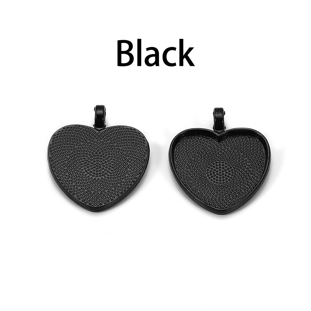10pcs 25mm Heart-Shaped Cabochon Pendant Base