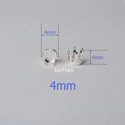 Solid 925 Sterling Silver Locket Settings, 6 Prongs Snap in Setting for Round Stones and Crystal