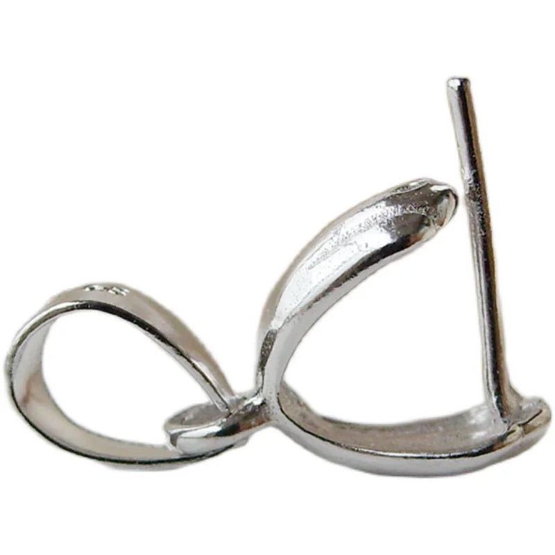 solid 925 sterling silver pendant clasp connector, rhodium plated pinch bail for necklace & pendant silver jewelry, diy