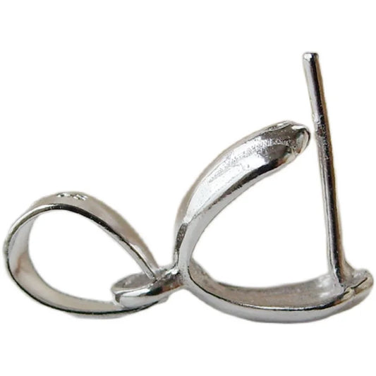 solid 925 sterling silver pendant clasp connector, rhodium plated pinch bail for necklace & pendant silver jewelry, diy