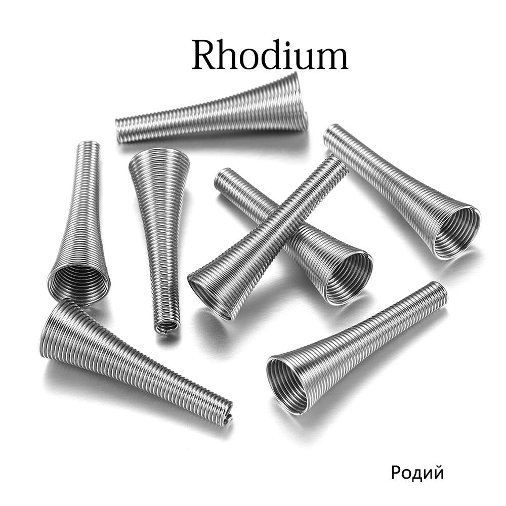 Metal Spring Funnel Spacer Bead Caps, 12pcs