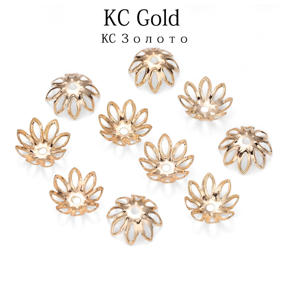 Rhodium Flower Bead Caps 11-14mm, 100pcs