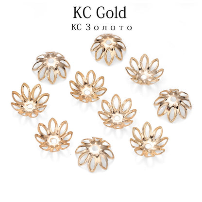 Rhodium Flower Bead Caps 11-14mm, 100pcs