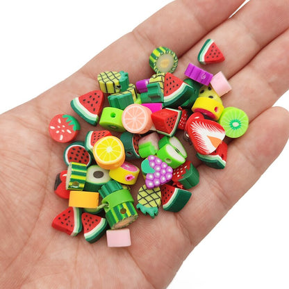 50pcs Mixed Motif Polymer Clay Beads
