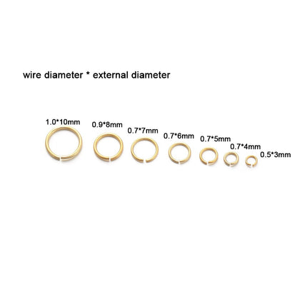 50-200pcs 3-10mm 18K Gold Copper Jump Rings