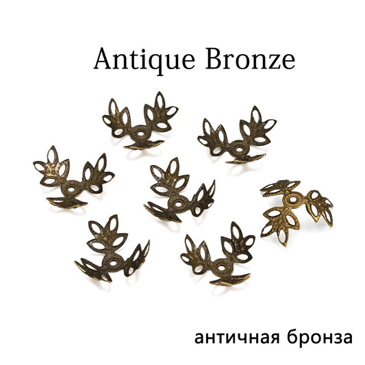 16x16mm KC Gold Triple Leaves Spacer Perlenkappen, 100 Stück