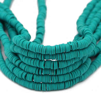 45 Colors 16" 6mm Flat Round Polymer Clay Beads