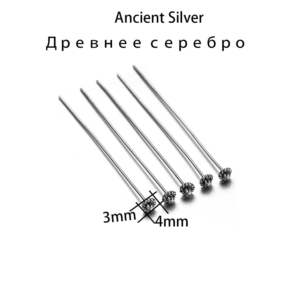 50mm Gold Flower Head Pins, 20pcs