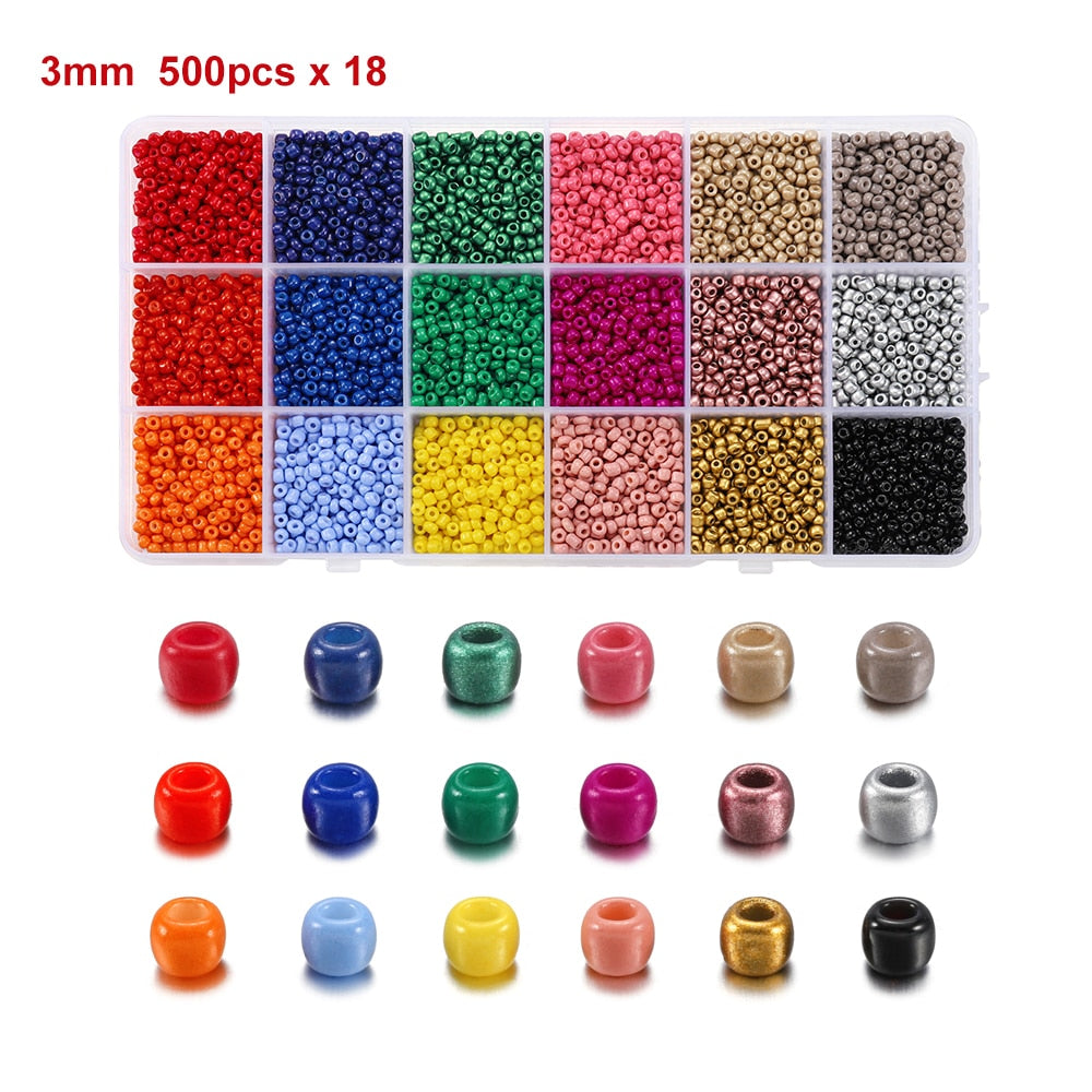 3 mm Charm-Perlen, 9000-teiliges Box-Set