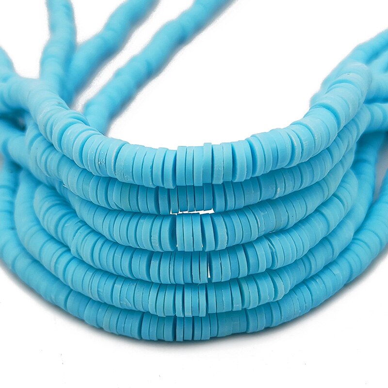 45 Colors 16" 6mm Flat Round Polymer Clay Beads