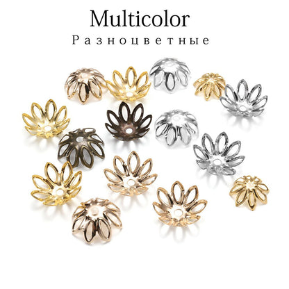 Rhodium Flower Bead Caps 11-14mm, 100pcs