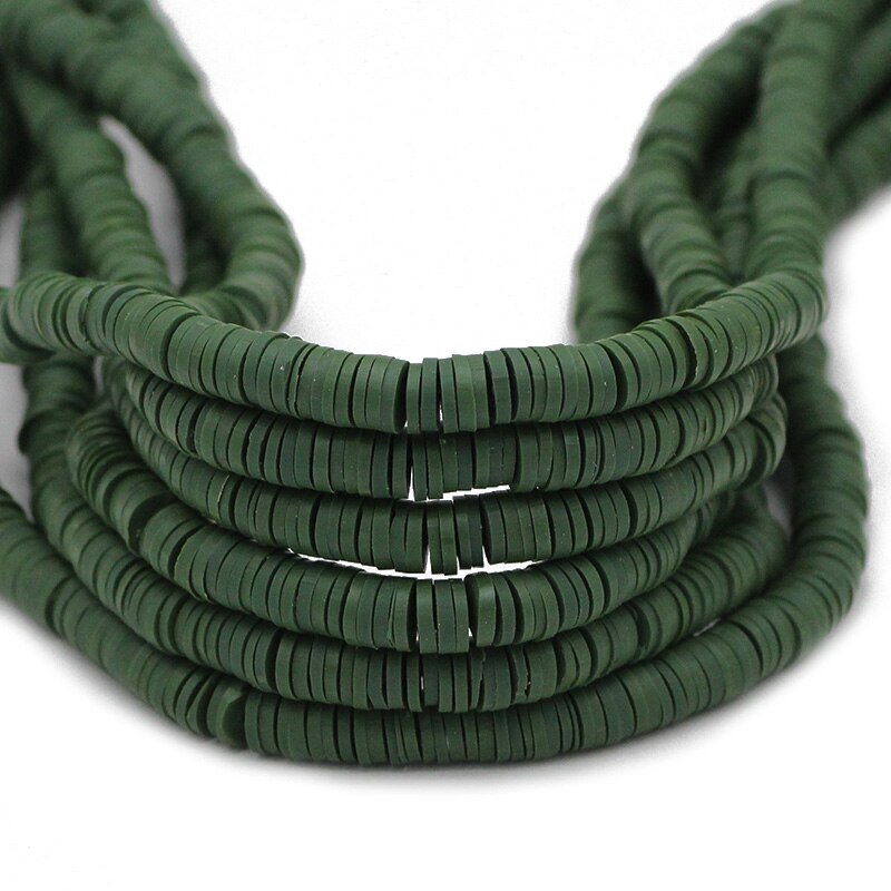 45 Colors 16" 6mm Flat Round Polymer Clay Beads