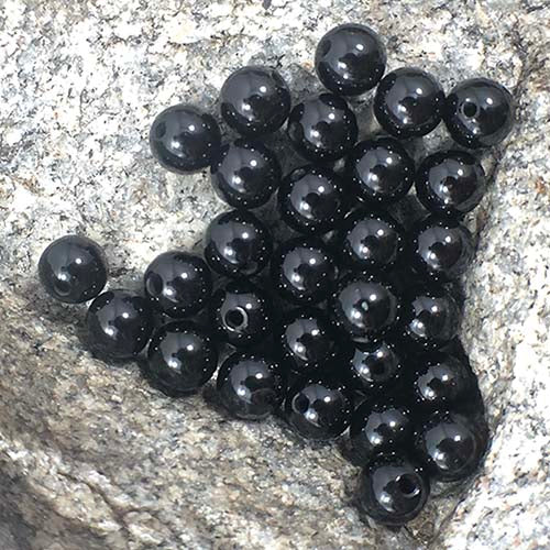 Große schwarze Achatperlen, rund 4–12 mm, 5–200 Stück