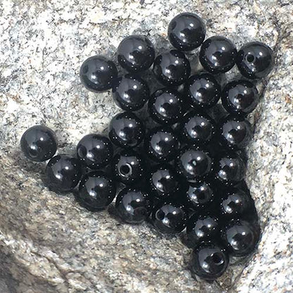 Große schwarze Achatperlen, rund 4–12 mm, 5–200 Stück