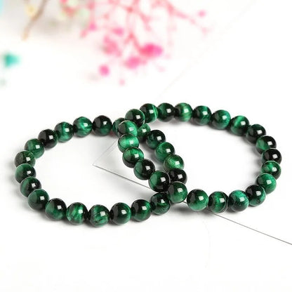 Bracelet extensible en œil de tigre vert, 6-12 mm