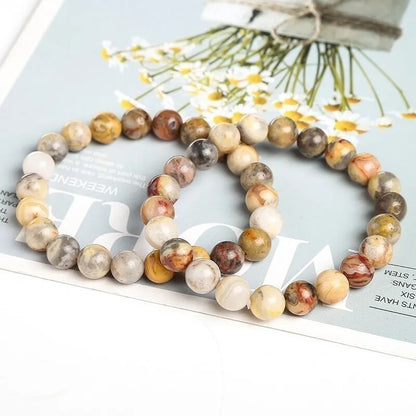 Bracelet extensible avec pierres précieuses en agate et dentelle folle, 4-12 mm 